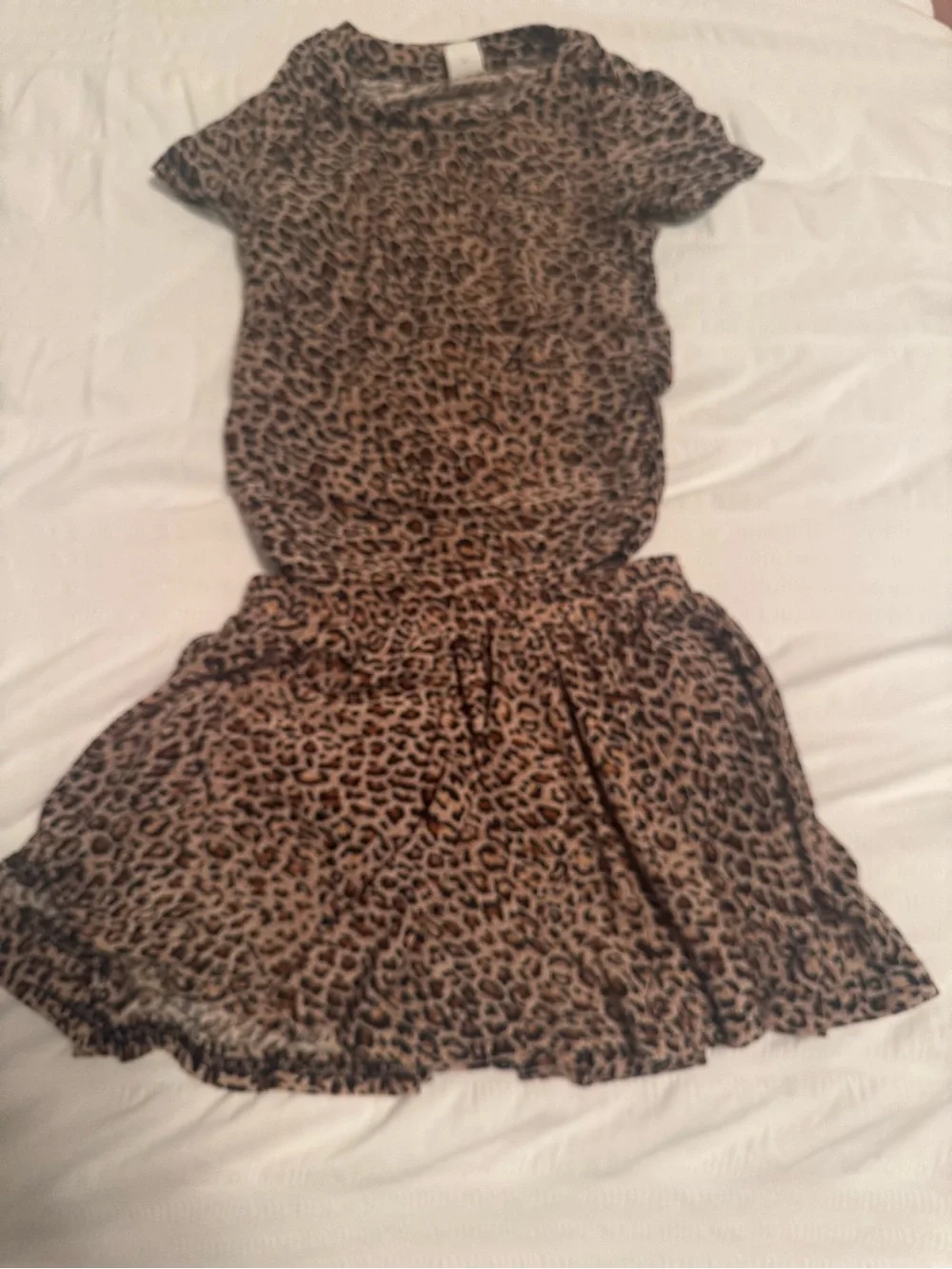SHEIN Leopard Print Two-Piece Dress Set - Brown and Black
